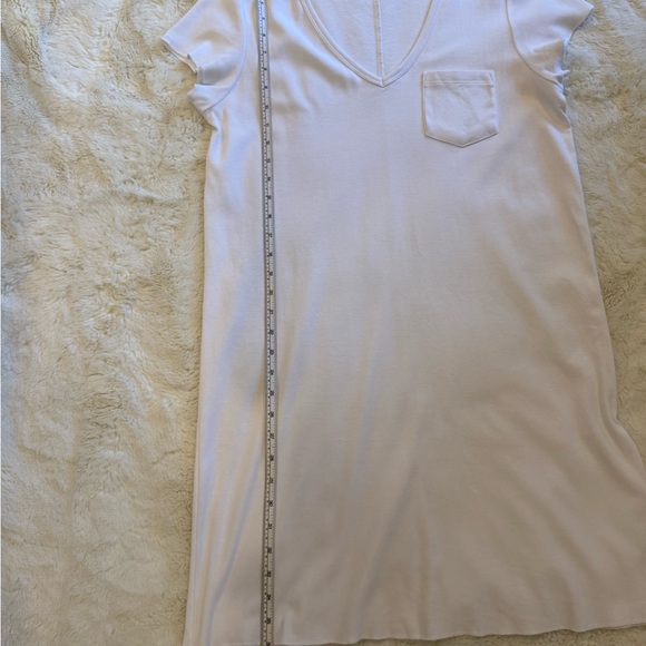 LILLA P V-NECK POCKET T-SHIRT DRESS WHITE 100% COTTON MINIMALIST CASUAL SIZE M - Picture 6 of 7